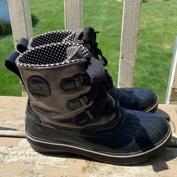 Sorel Tivoli Rain Boots Women’s Sz 8 Blk/Brwn Gently Used-Nice Ready For Fall! - Picture 5 of 17